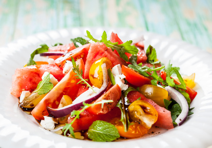 Bauernsalat mit Melone und Feta