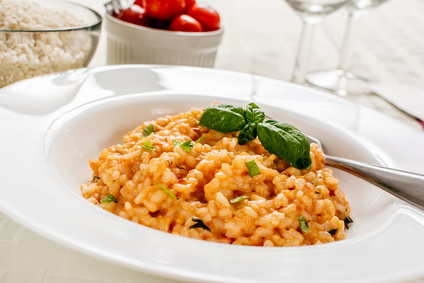 Mangold-Risotto mit Tomaten